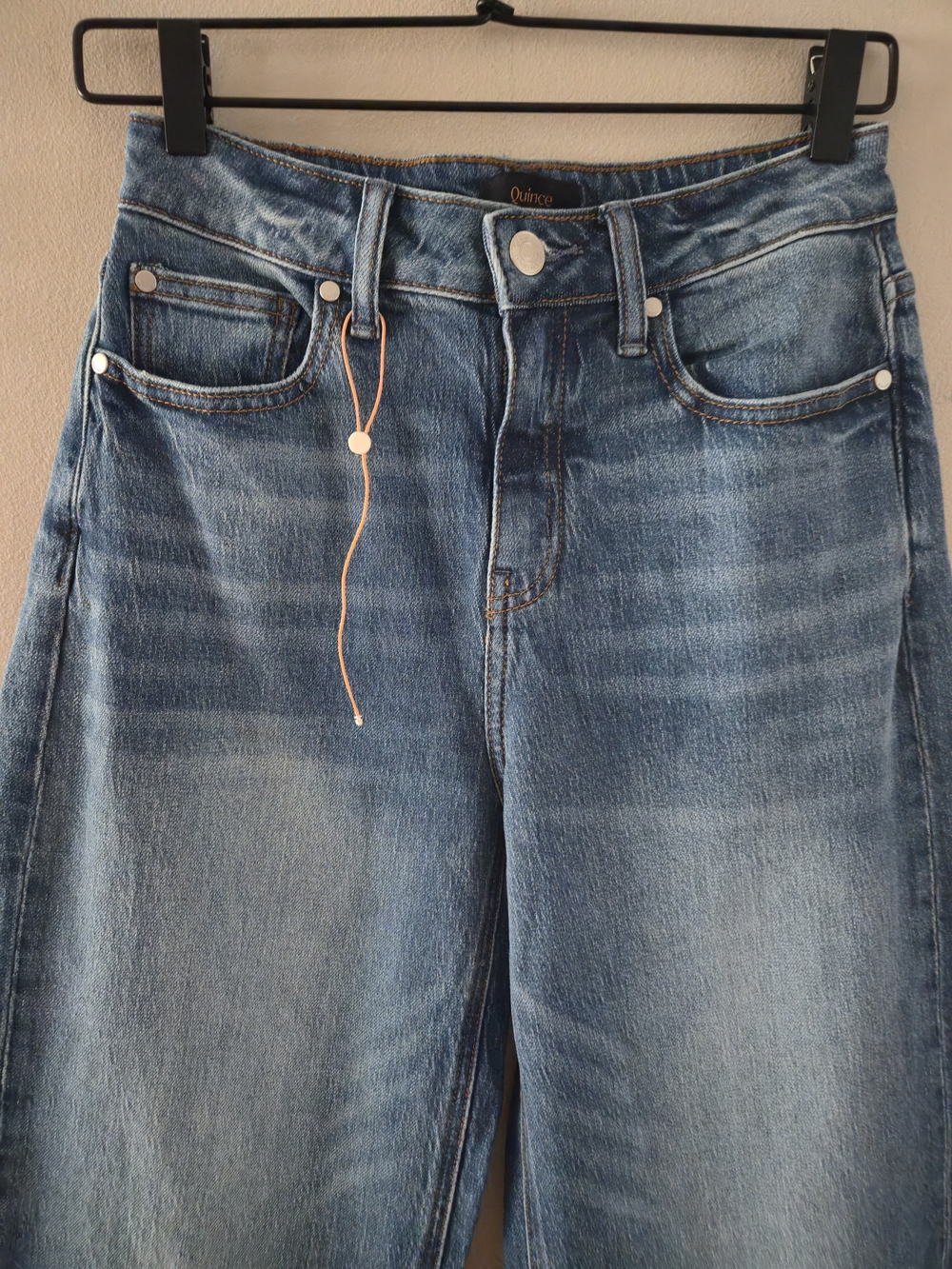 Quince Bella Stretch Barrel Jeans Athlantic Blue Size 26 Inseam 28 - Picture 5 of 10